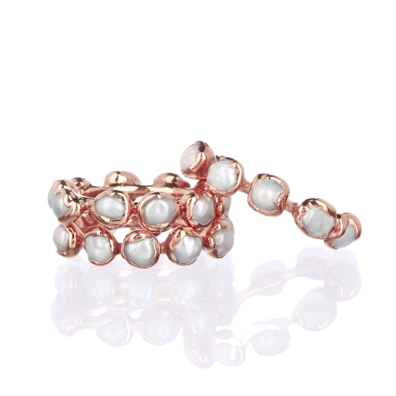 Daisy Eternity Raw Pearl Ring Gemstone Jewelry Rough Crystal