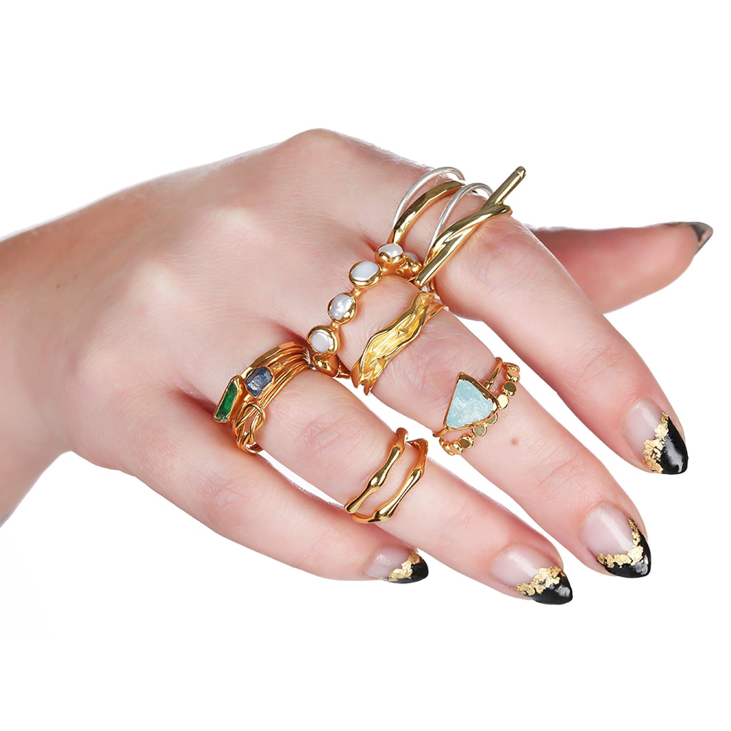 Daisy Eternity Raw Pearl Ring Gemstone Jewelry Rough Crystal