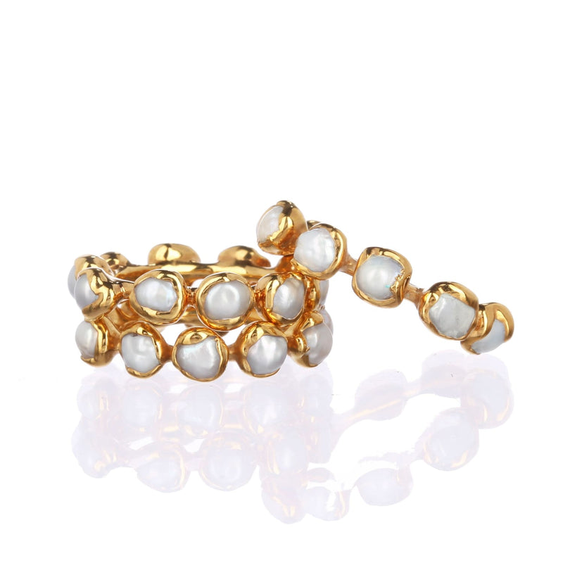 Daisy Eternity Raw Pearl Ring Gemstone Jewelry Rough Crystal