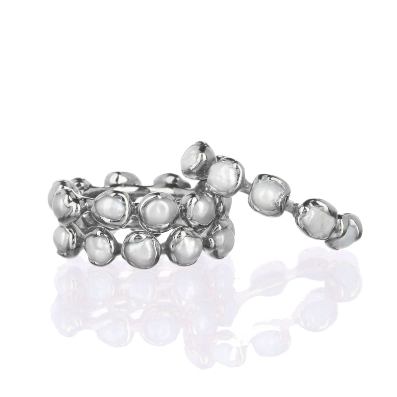 Daisy Eternity Raw Pearl Ring Gemstone Jewelry Rough Crystal