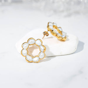 Daisy Pearl Cluster Earrings Gold Fill w/ 24k Dip Eternity