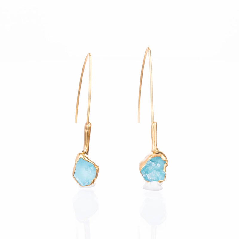 Edgy Raw Aquamarine Drop and Dangle Earrings Gemstone