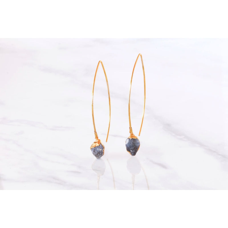 Edgy Raw Sapphire Drop and Dangle Earrings Gemstone Jewelry