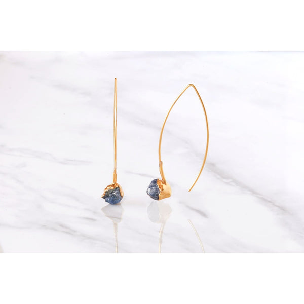 Edgy Raw Sapphire Drop and Dangle Earrings Gemstone Jewelry