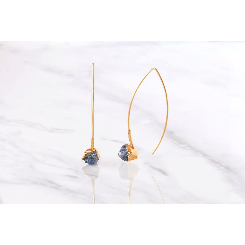 Edgy Raw Sapphire Drop and Dangle Earrings Gemstone Jewelry