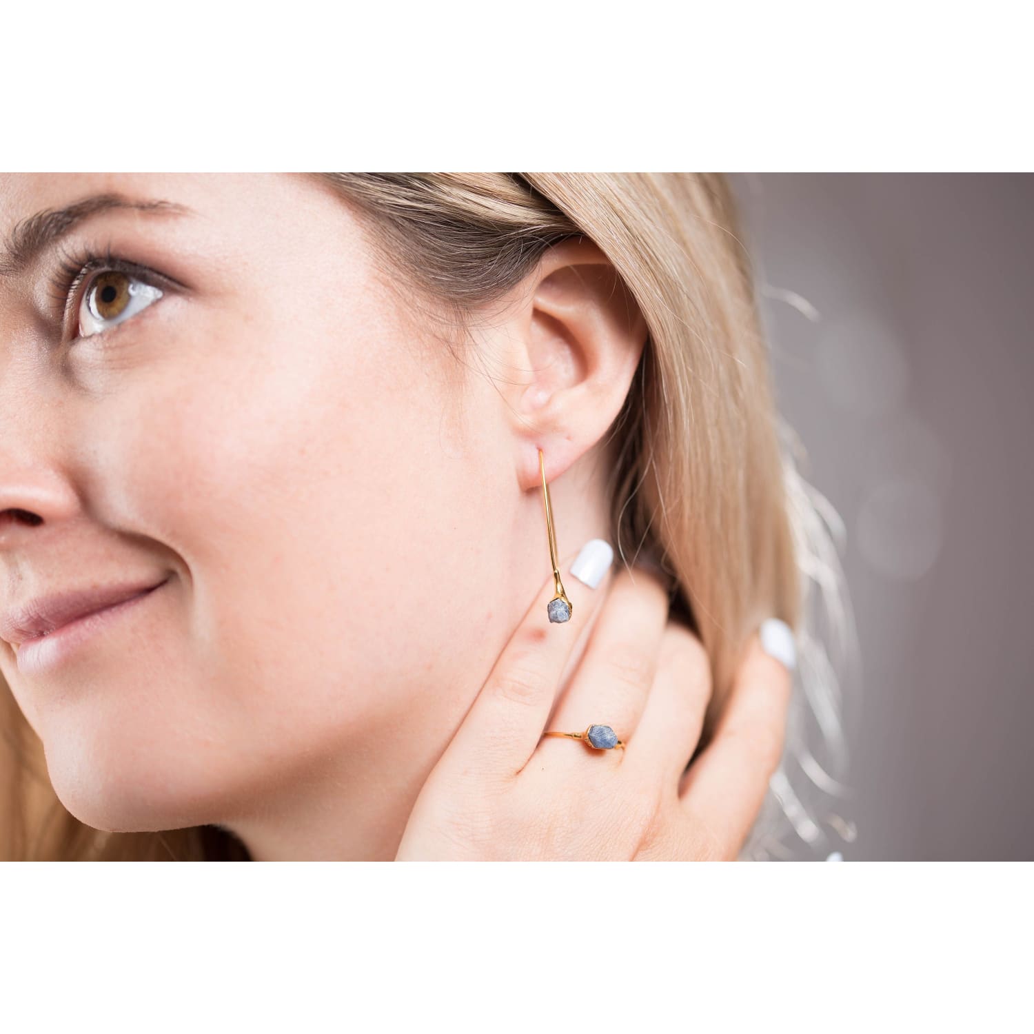 Edgy Raw Sapphire Drop and Dangle Earrings Gemstone Jewelry
