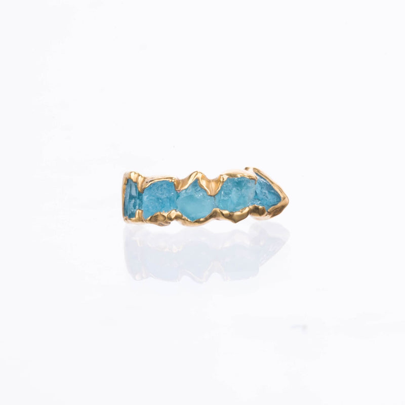 Five Stone Raw Aquamarine Ring Gemstone Jewelry Rough