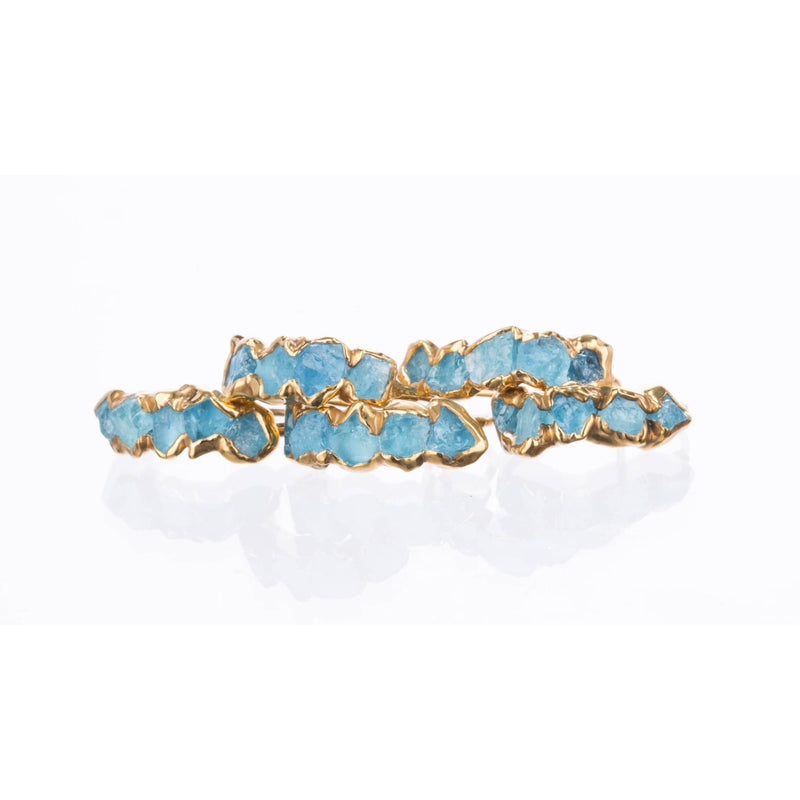 Five Stone Raw Aquamarine Ring Gemstone Jewelry Rough