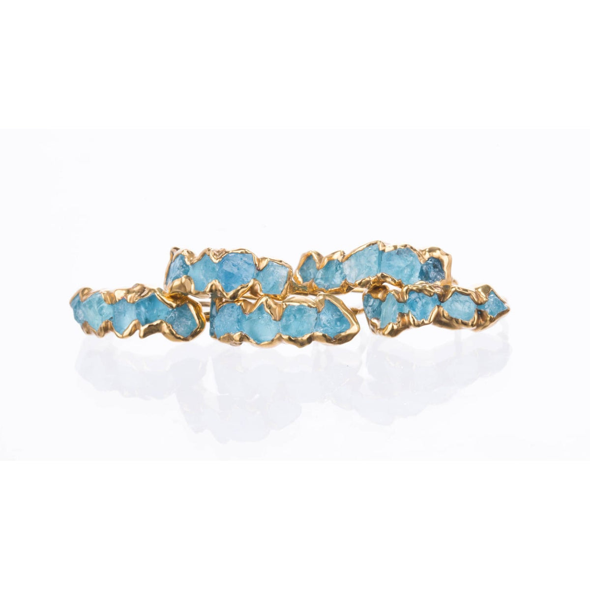 Five Stone Raw Aquamarine Ring Gemstone Jewelry Rough