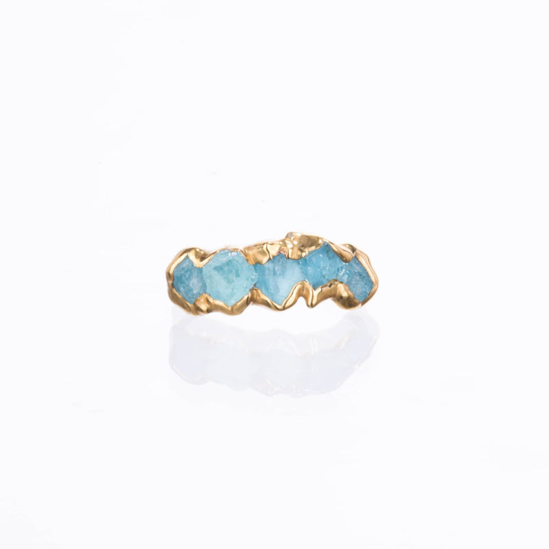 Five Stone Raw Aquamarine Ring Gemstone Jewelry Rough