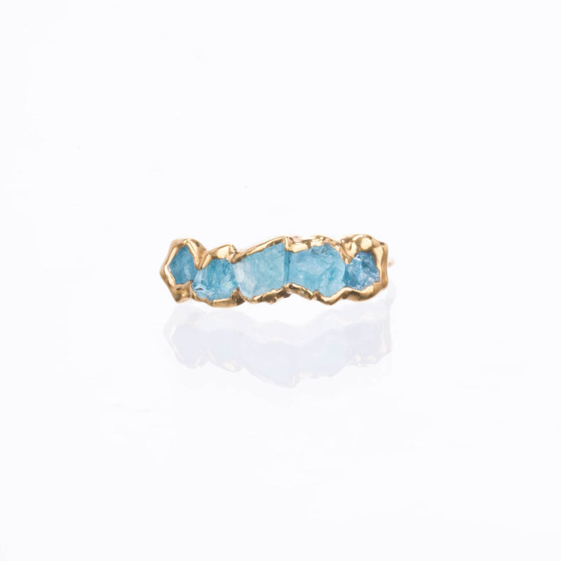 Five Stone Raw Aquamarine Ring Gemstone Jewelry Rough