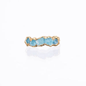 Five Stone Raw Aquamarine Ring Gemstone Jewelry Rough