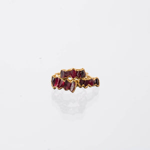 Five Stone Raw Garnet Ring Gemstone Jewelry Rough Crystal