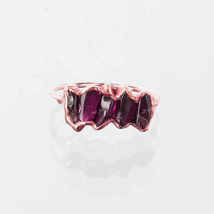 Five Stone Raw Garnet Ring Gemstone Jewelry Rough Crystal