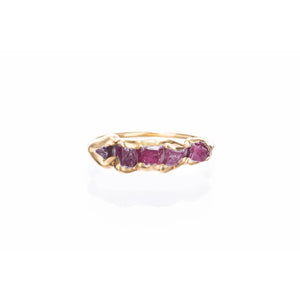 Five Stone Raw Ruby Ring Gemstone Jewelry Rough Crystal