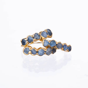 Five Stone Raw Sapphire Ring Gemstone Jewelry Rough Crystal