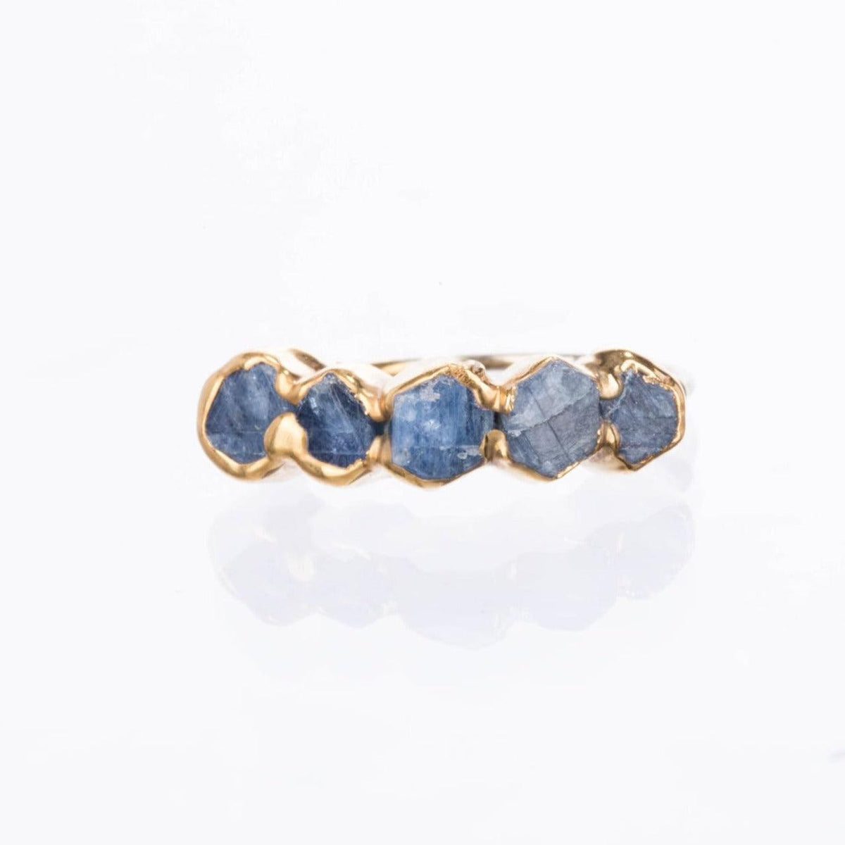 Five Stone Raw Sapphire Ring Gemstone Jewelry Rough Crystal