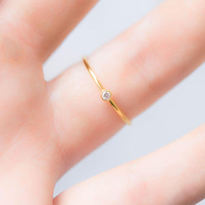 Gold Filled Cubic Zirconia Diamond Ring Raw Gemstone Jewelry