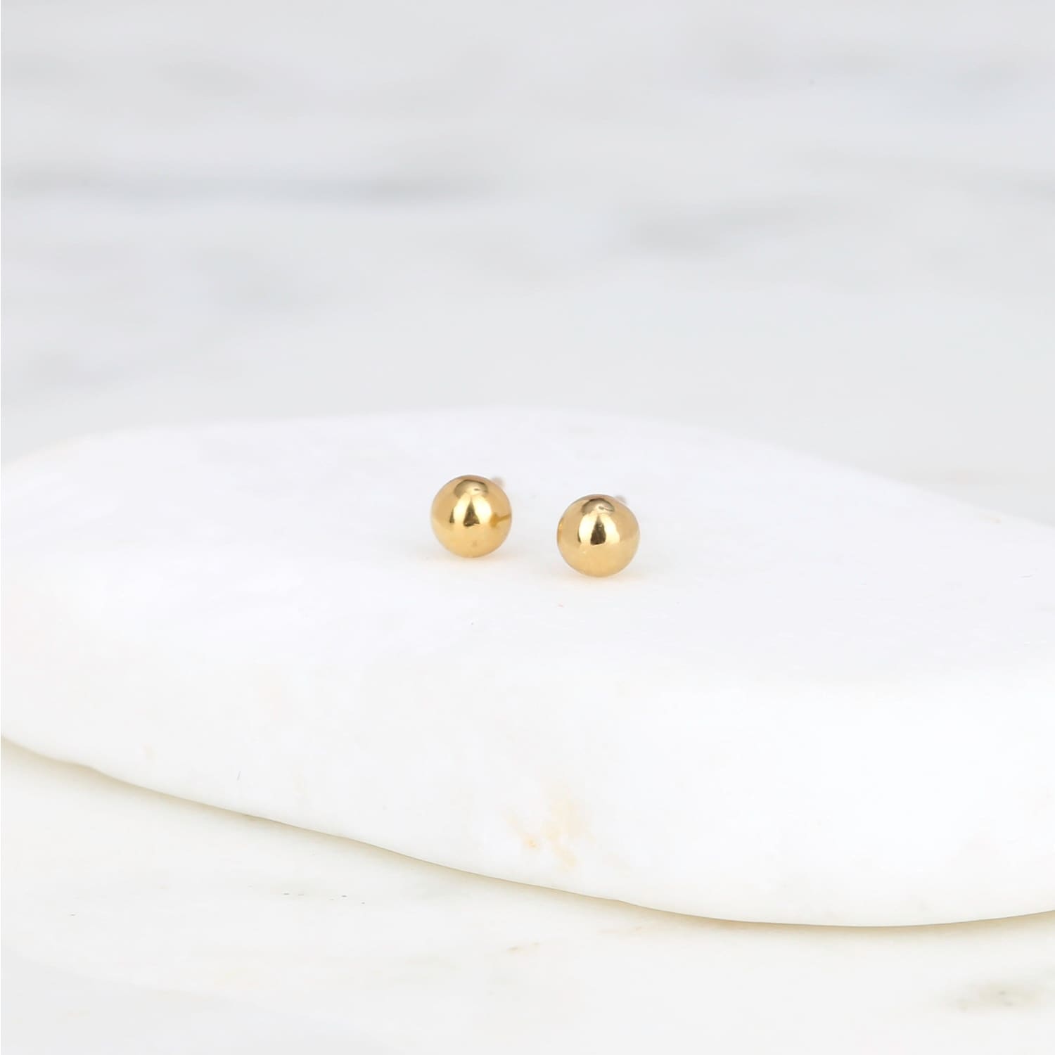 Gold Filled Dainty Ball Stud Earrings Raw Gemstone Jewelry