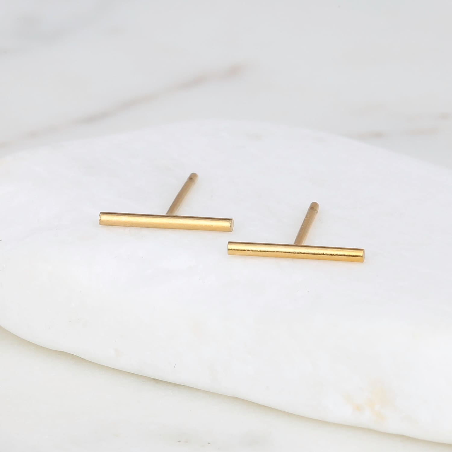 Gold Filled Dainty Bar Stud Earrings Raw Gemstone Jewelry