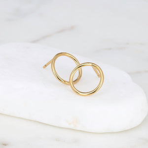 Gold Filled Dainty Circle Stud Earrings Raw Gemstone Jewelry