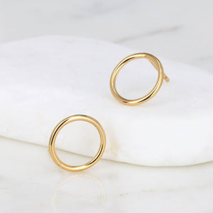 Gold Filled Dainty Circle Stud Earrings Raw Gemstone Jewelry