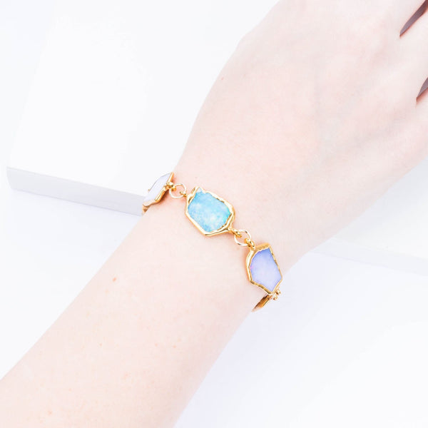 Australian Blue Opal Doublet Bracelet. 14K Yellow Gold–and Diamonds! –  427-00002 – The Opal Man