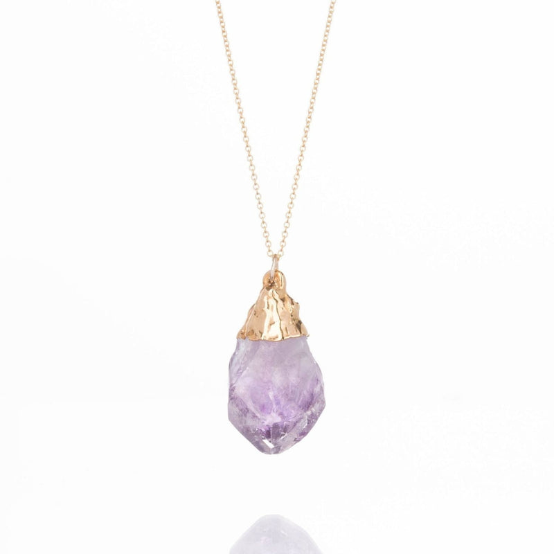 Large Raw Amethyst Necklace Gemstone Jewelry Rough Crystal
