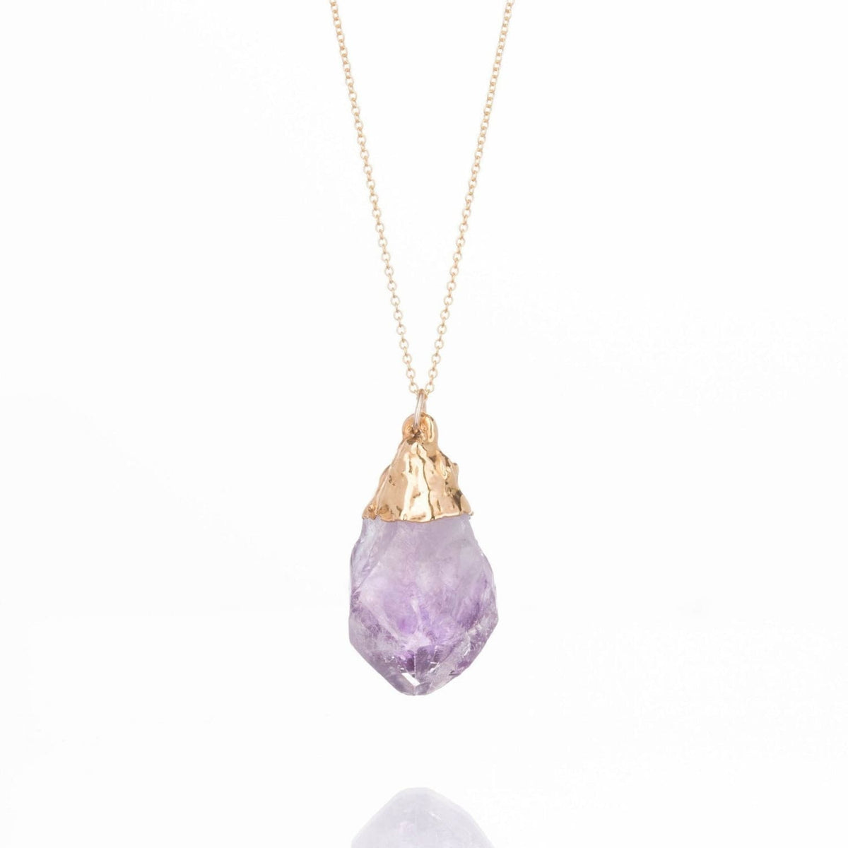 Large Raw Amethyst Necklace Gemstone Jewelry Rough Crystal