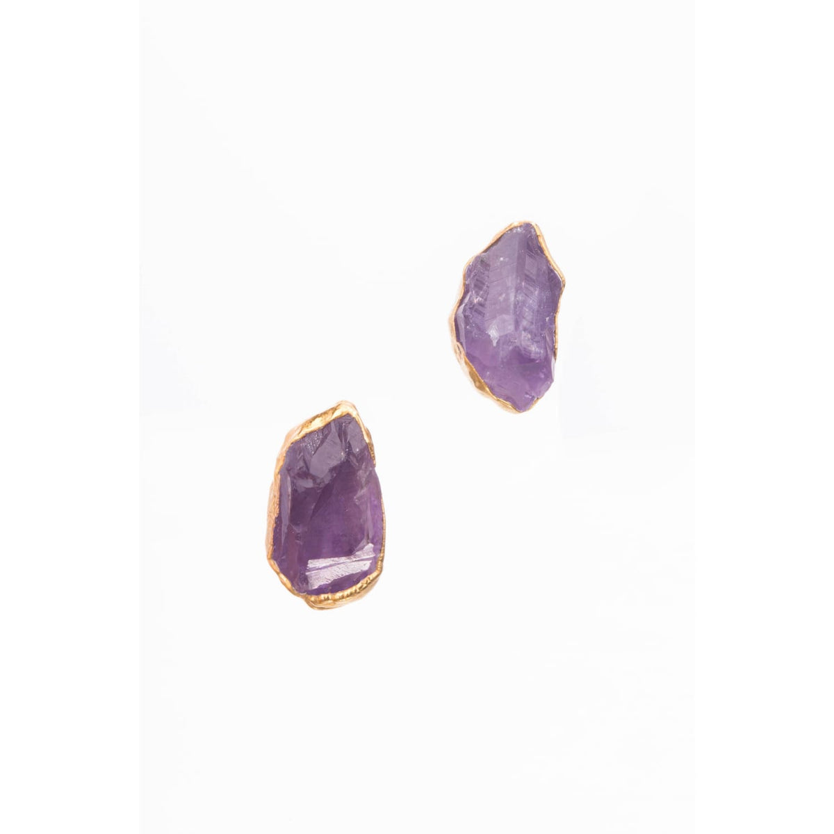 Large Raw Amethyst Stud Earring Gemstone Jewelry Rough