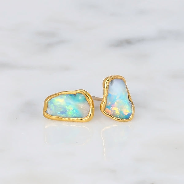 Raw Peruvian Opal stud earrings