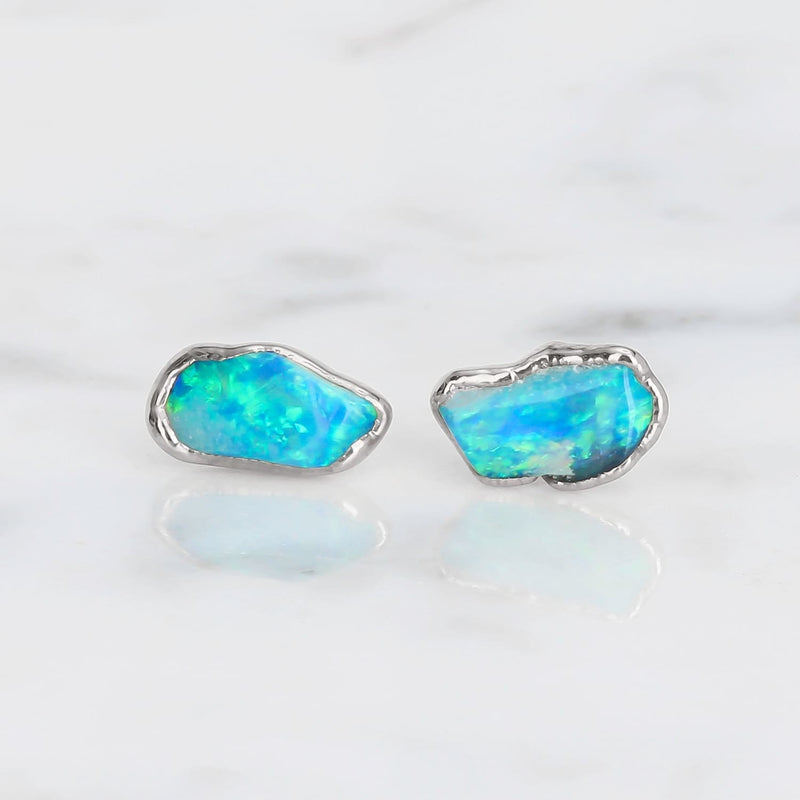 Large Raw Australian Opal Stud Earrings Gemstone Jewelry