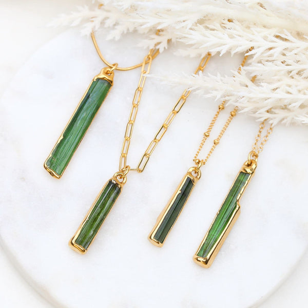 Large Raw Green Tourmaline Necklace Gemstone Jewelry Rough