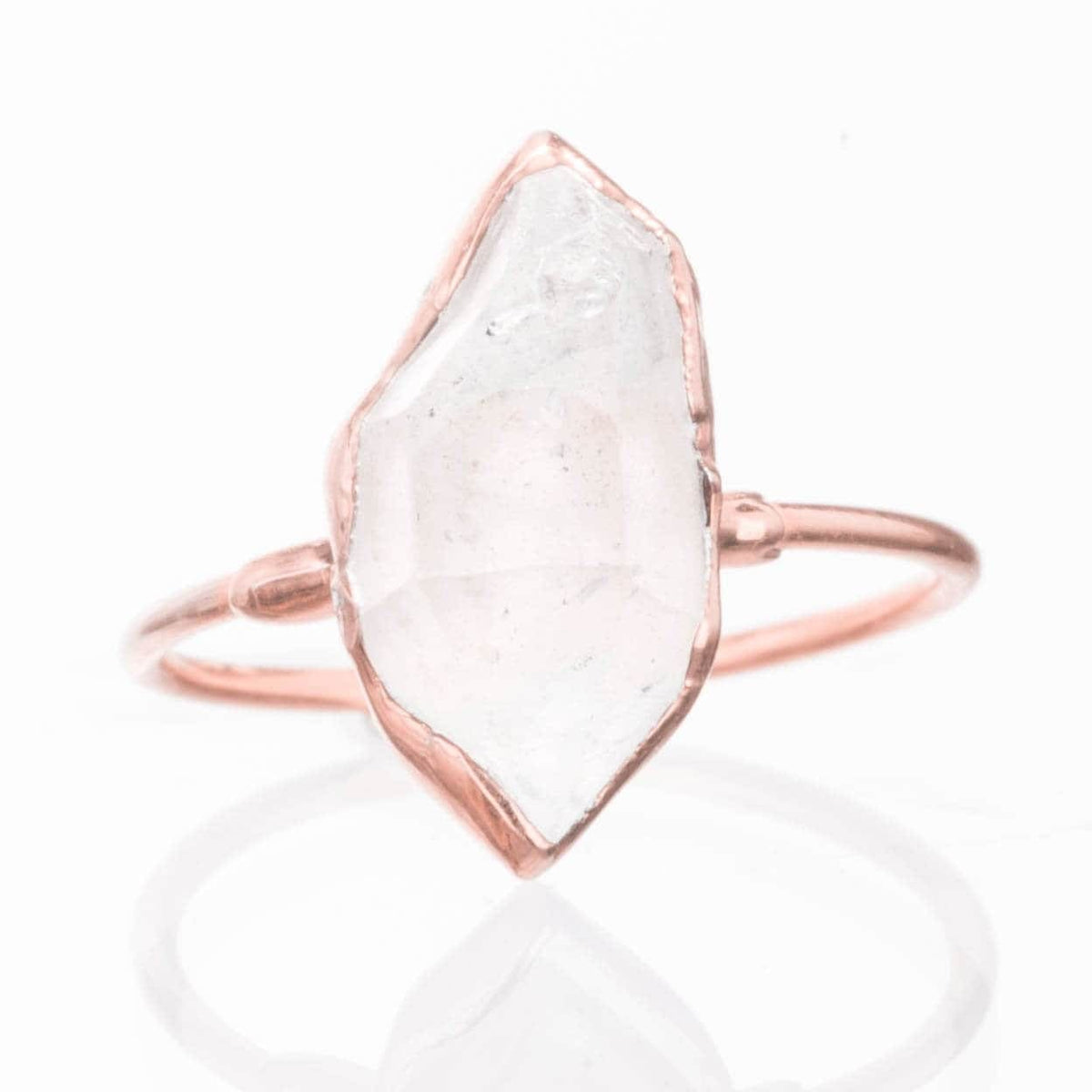 Large Raw Herkimer Diamond Ring in Rose Gold Gemstone