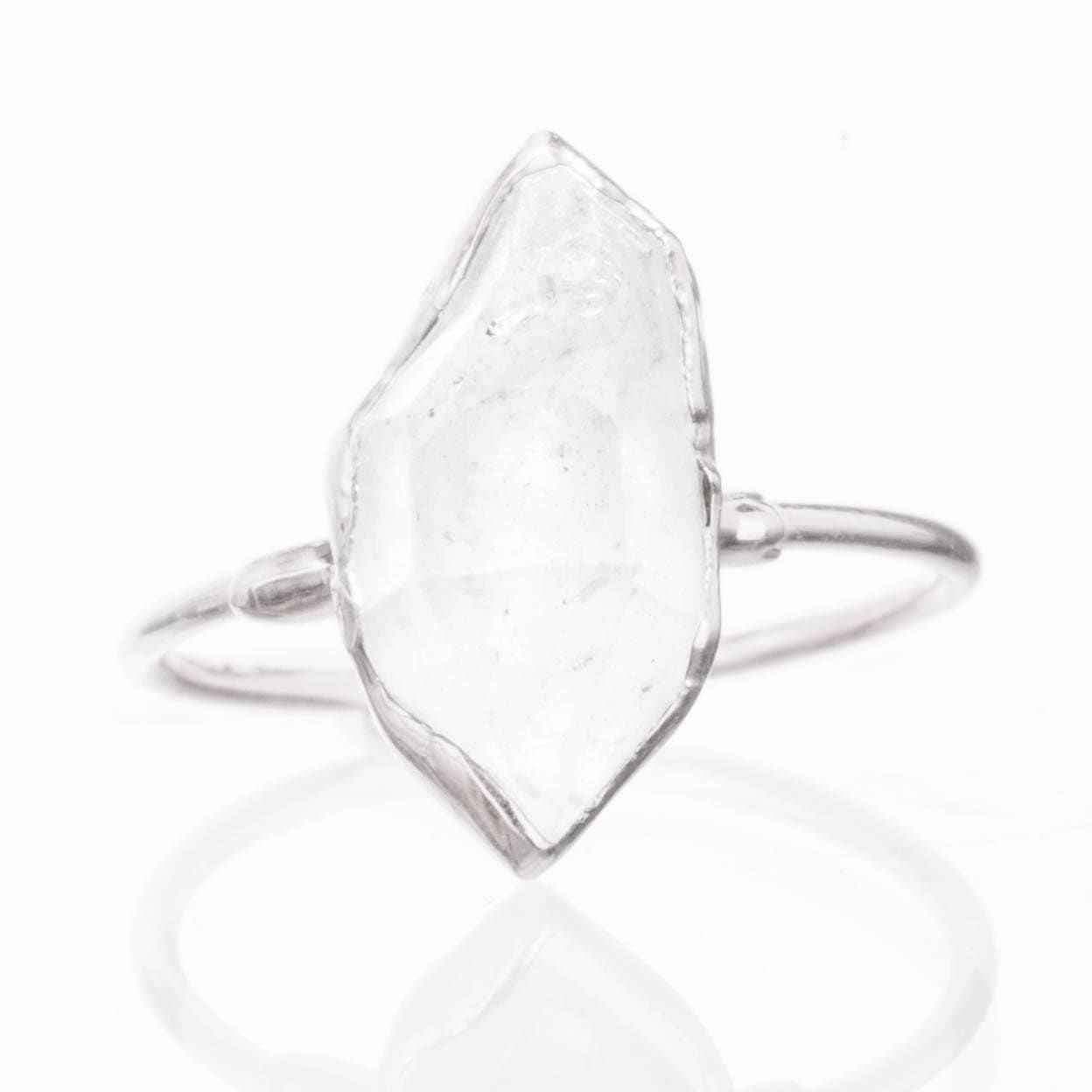 Large Raw Herkimer Diamond Ring in Sterling Silver Gemstone