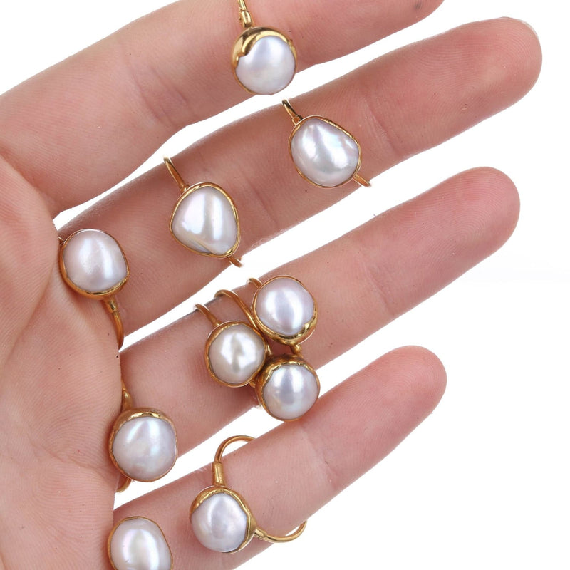 Large Raw Pearl Ring Gemstone Jewelry Rough Crystal Stone