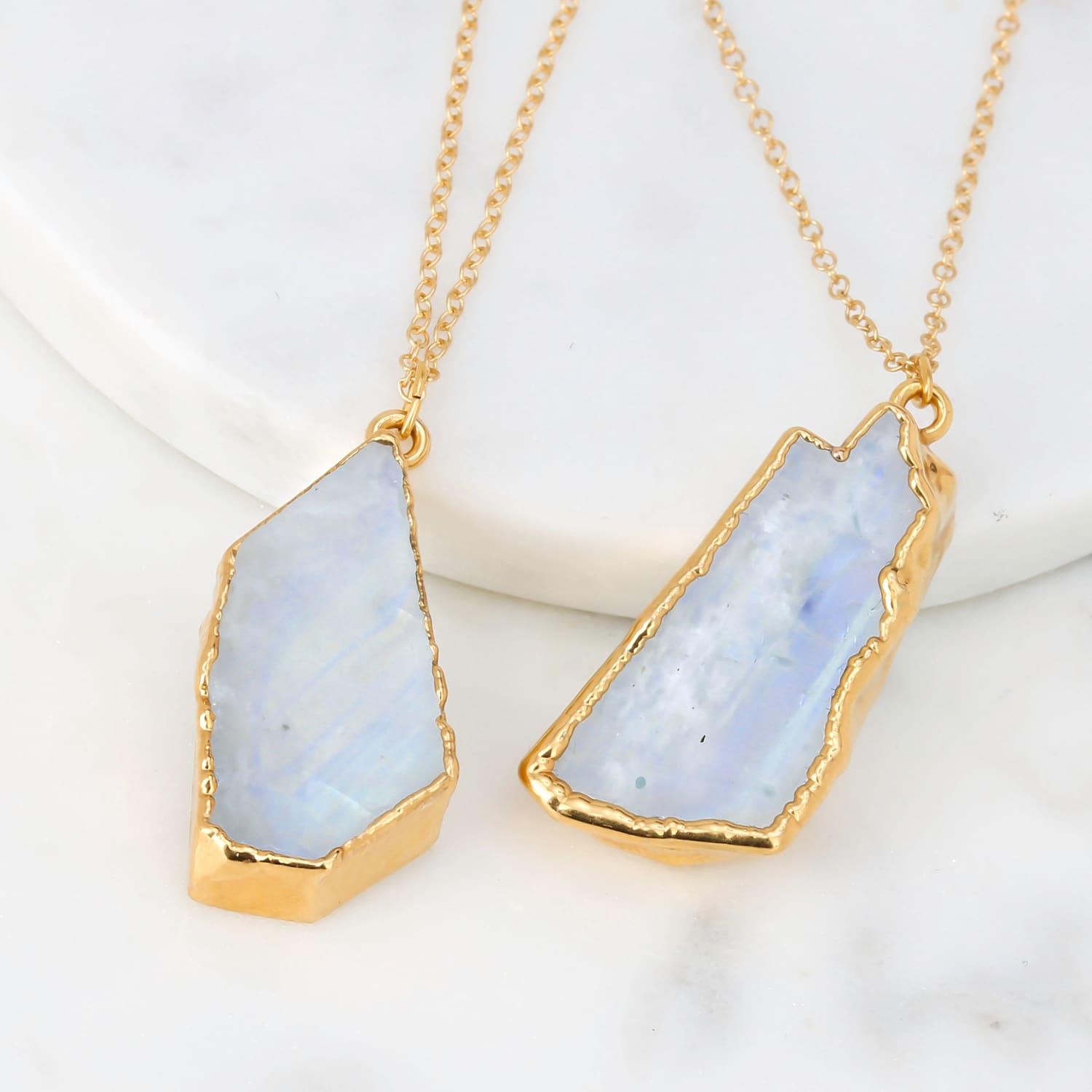 Buy Double Square Halo Dangle Rainbow Moonstone Pendant in 14k Gold |  Chordia Jewels