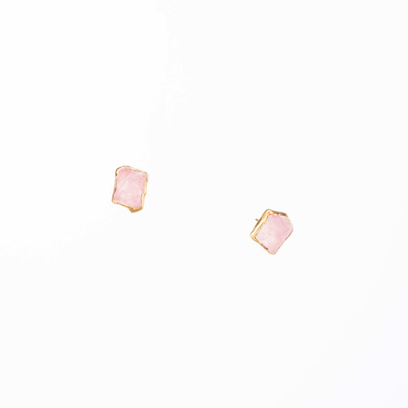 Large Raw Rose Quartz Stud Earrings Gemstone Jewelry Rough