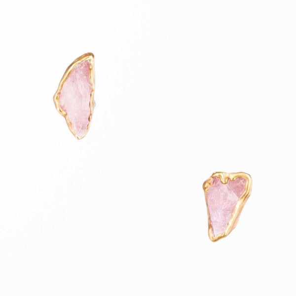 Large Raw Rose Quartz Stud Earrings Gemstone Jewelry Rough