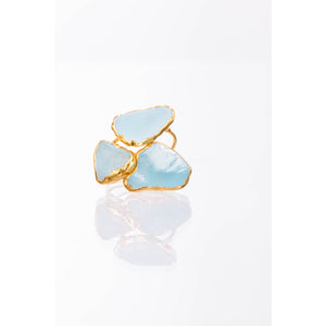 Large Raw Sky Blue Topaz Statement Ring Gemstone Jewelry