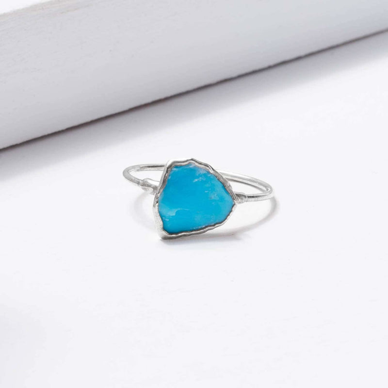 Large Raw Turquoise Ring in Rose Gold Gemstone Jewelry Rough