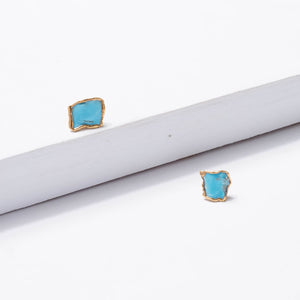 Large Raw Turquoise Stud Earrings Gemstone Jewelry Rough