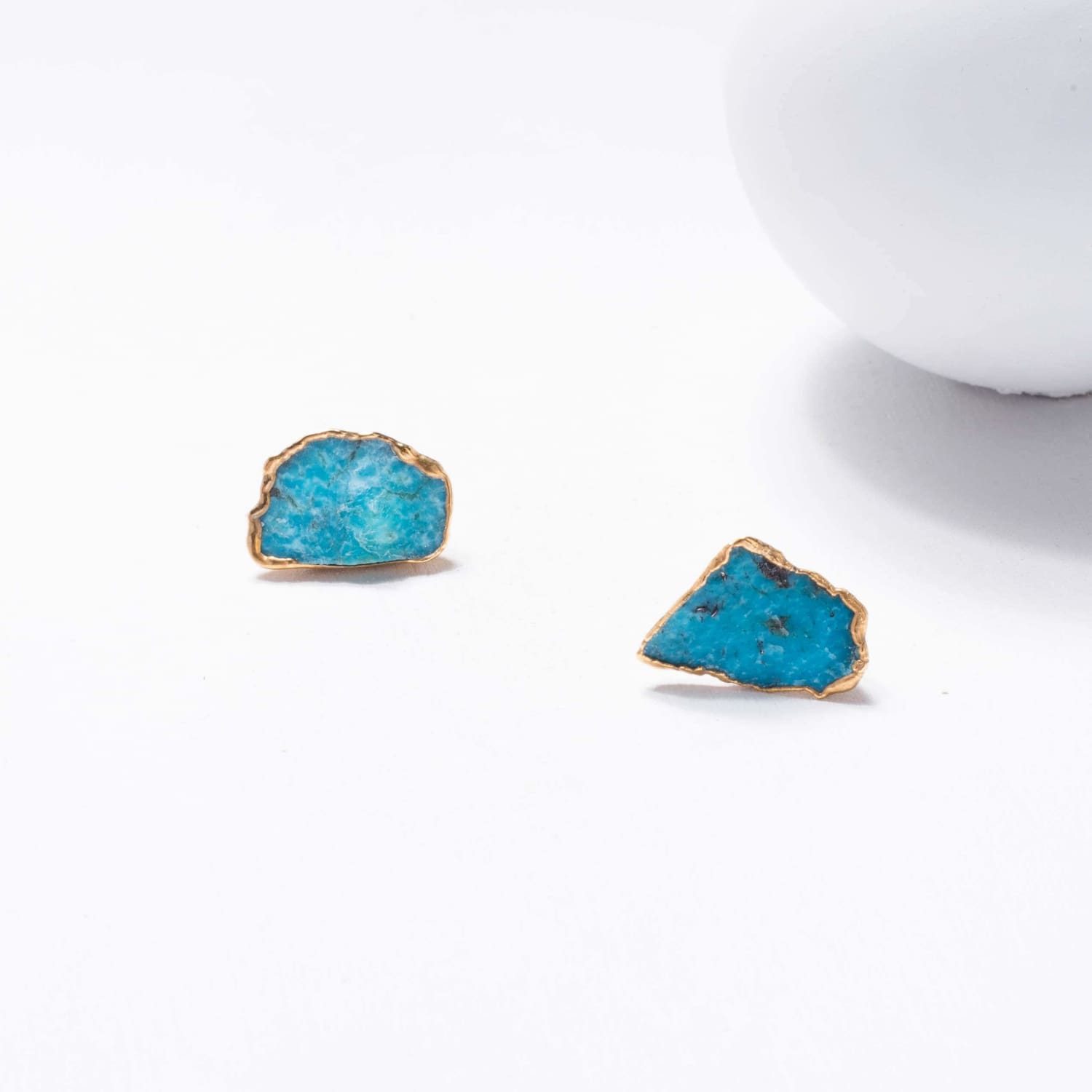 Large Raw Turquoise Stud Earrings Gemstone Jewelry Rough