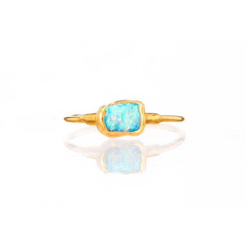 Mini Raw Australian Opal Ring Gemstone Jewelry Rough Crystal