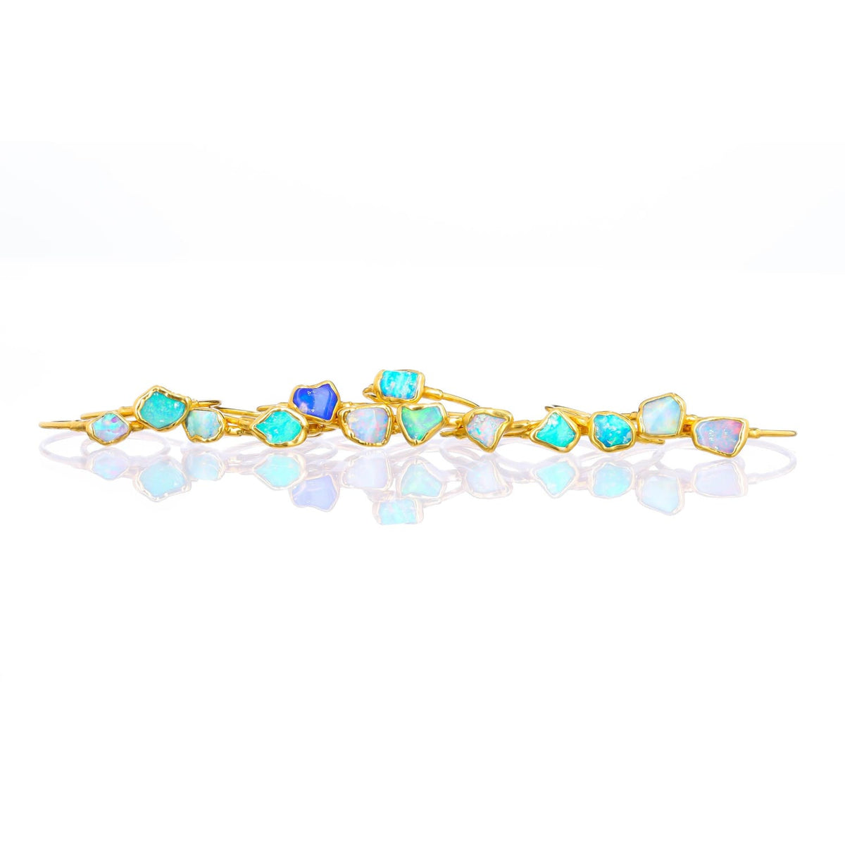 Mini Raw Australian Opal Ring Gemstone Jewelry Rough Crystal