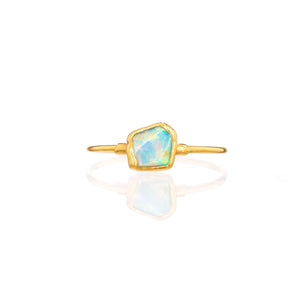 Mini Raw Australian Opal Ring Gemstone Jewelry Rough Crystal