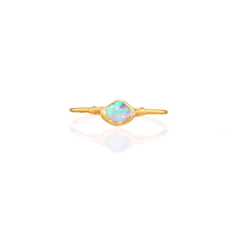 Mini Raw Australian Opal Ring Gemstone Jewelry Rough Crystal