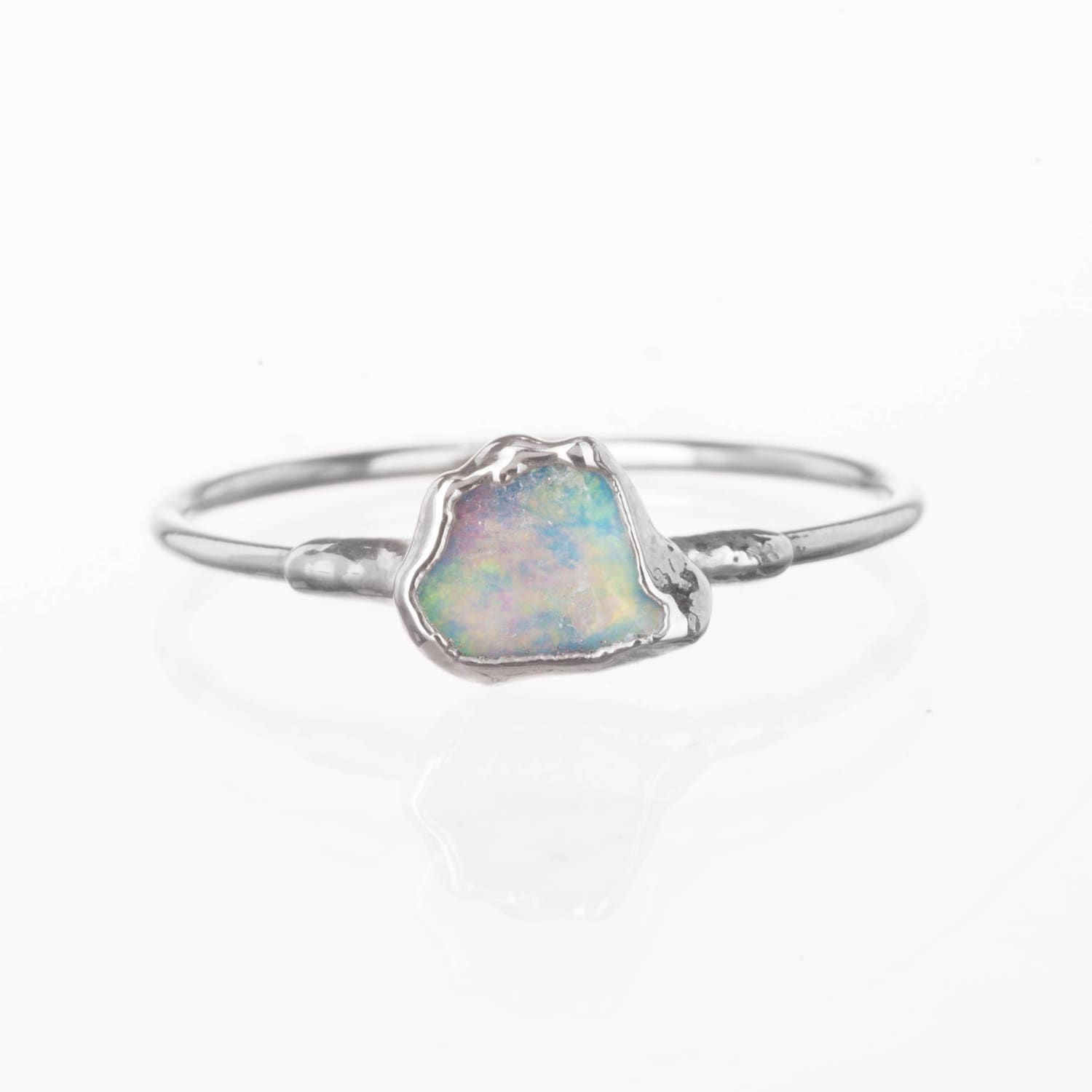 Mini Raw Australian Opal Ring in Sterling Silver Gemstone
