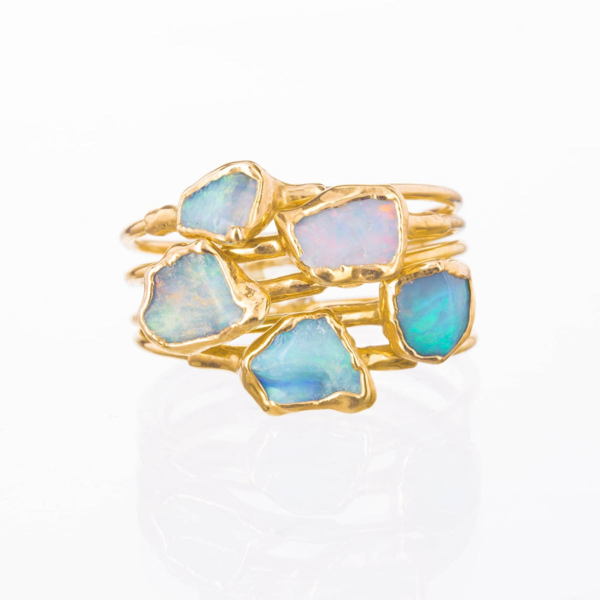 Mini Raw Australian Opal Ring in Sterling Silver Gemstone