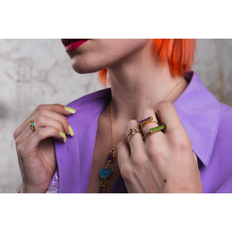 Moon Kyocera Opal Ring Raw Gemstone Jewelry Rough Crystal